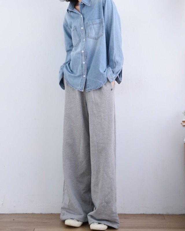 韓 淺刷色牛仔襯衫 size