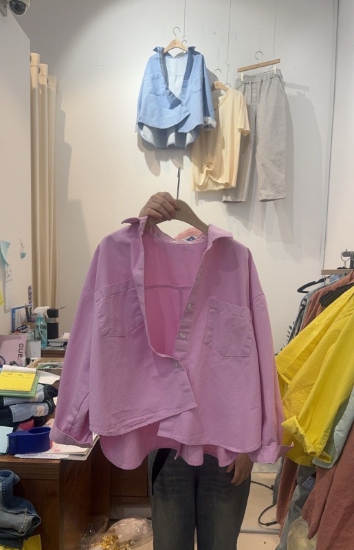 韓 後有扣襯衫 3色 size