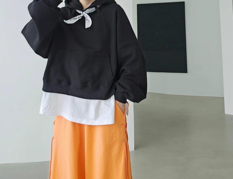 韓 小圍巾綁帶連帽上衣 5色 size