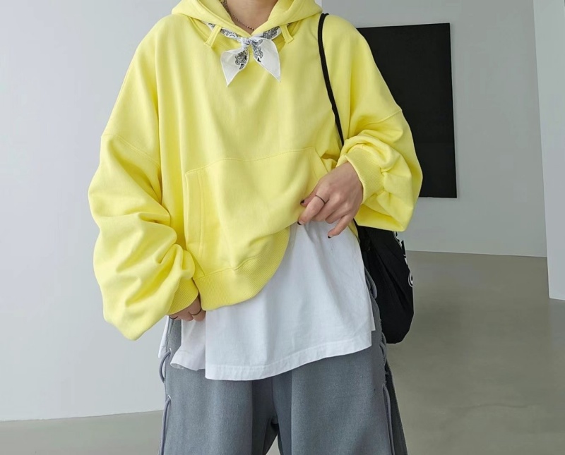 韓 小圍巾綁帶連帽上衣 5色 size