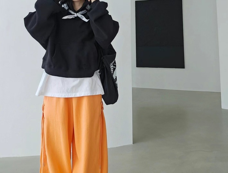 韓 小圍巾綁帶連帽上衣 5色 size