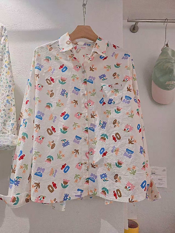 韓 卡通花襯衫 size