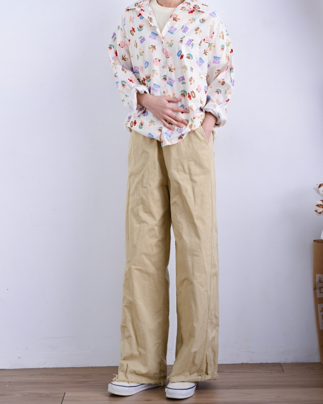 韓 卡通花襯衫 size