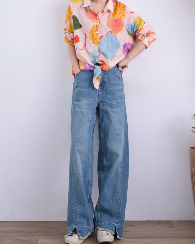 韓 大花花襯衫 size