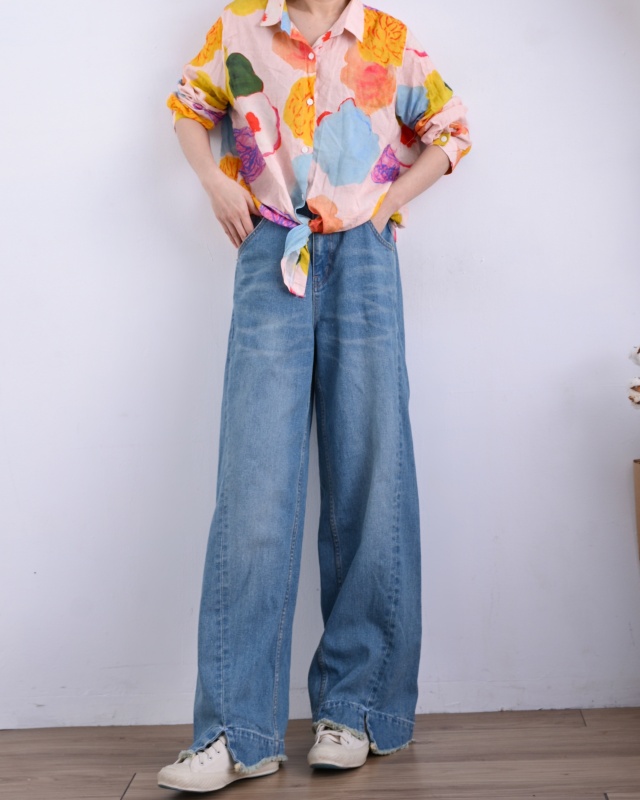 韓 大花花襯衫 size