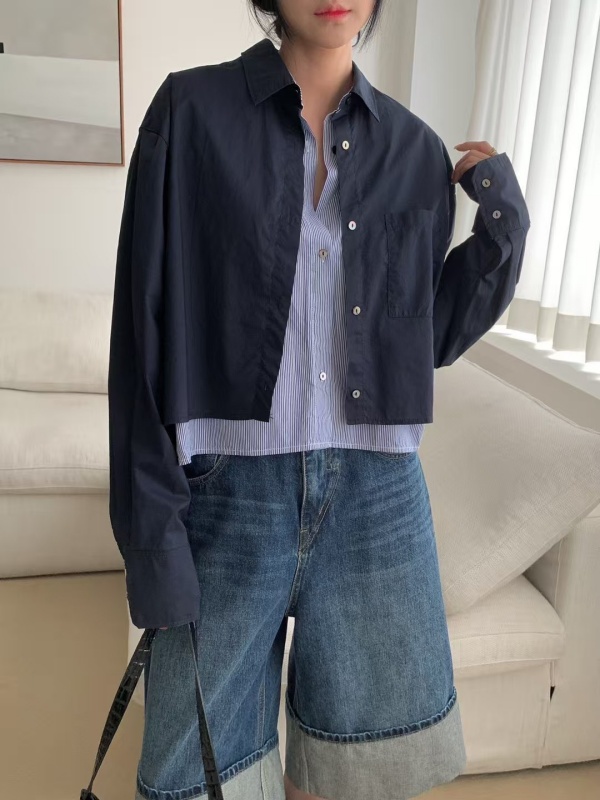 韓 假兩件式襯衫 2色 size
