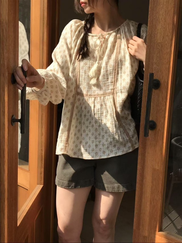 韓 小葉子綁帶上衣 2色