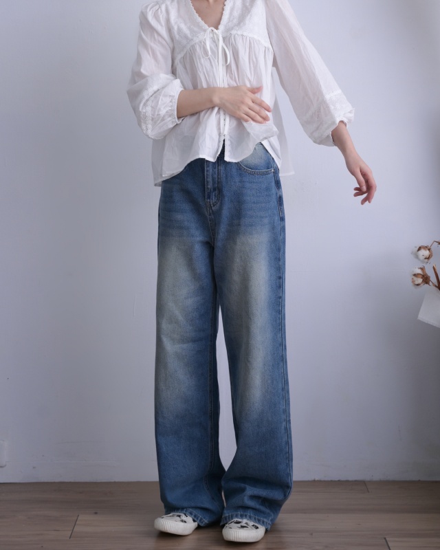 韓 小織花V綁帶上衣 size
