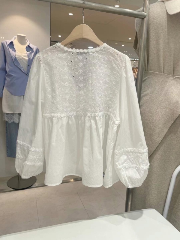 韓 小織花V綁帶上衣 size