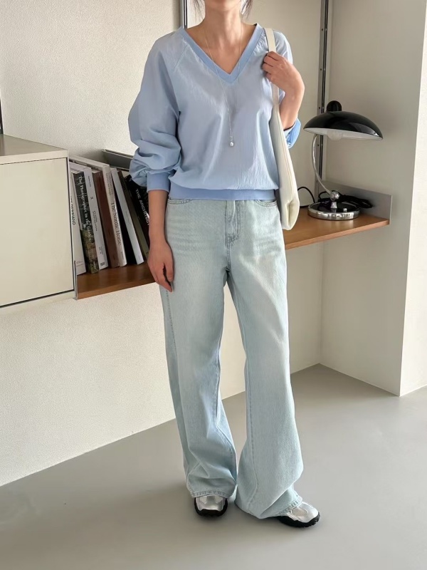 韓 V領輕薄長袖上衣 3色 size