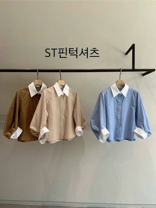 韓 造型袖條文襯衫 3色 size