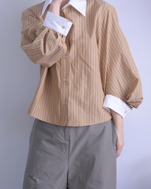 韓 造型袖條文襯衫 3色 size