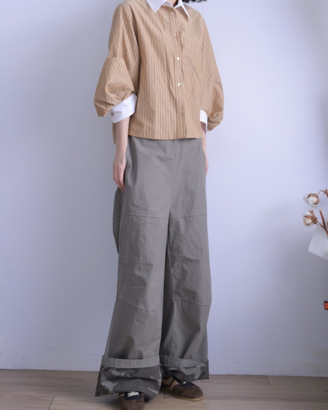 韓 造型袖條文襯衫 3色 size