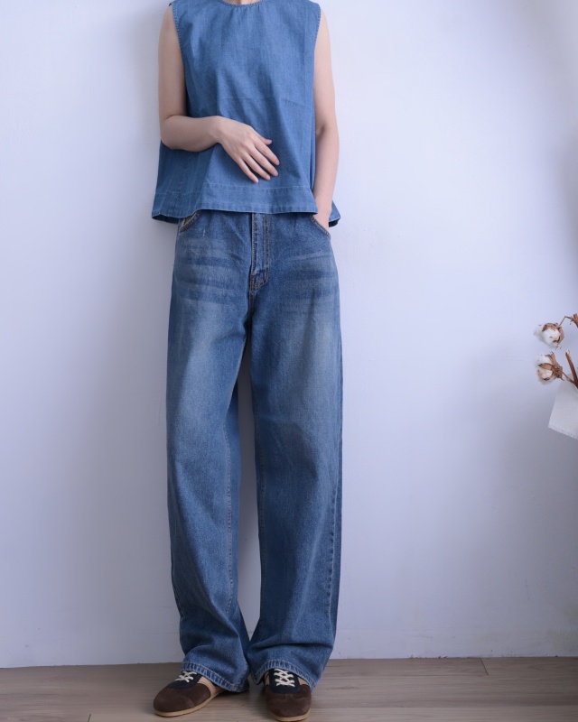 韓 牛仔無袖上衣 2色 size