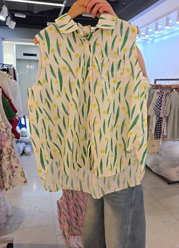 韓 點點葉子無袖上衣 2色 size