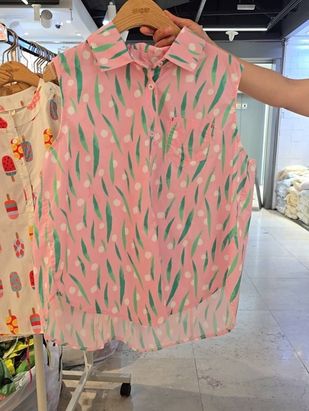 韓 點點葉子無袖上衣 2色 size