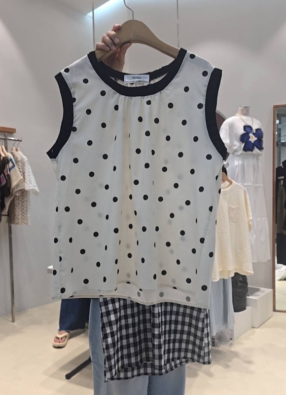韓 滾黑邊無袖上衣 2色 size