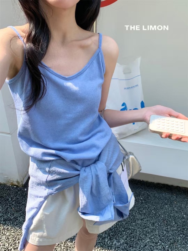 韓 素色細肩帶背心 10色