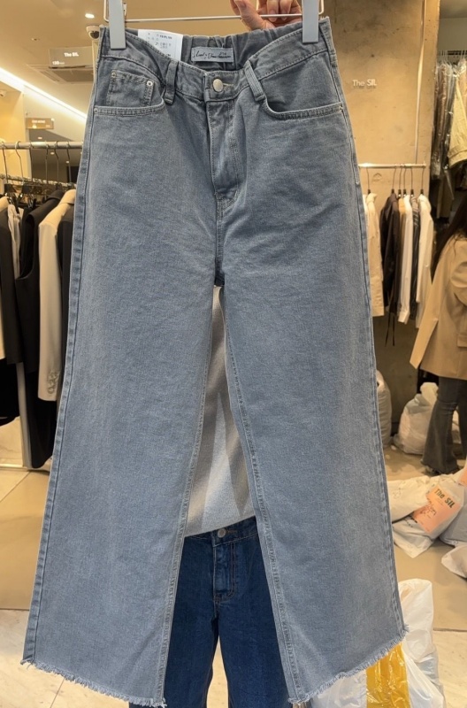 韓 復古洗舊灰牛仔褲 size