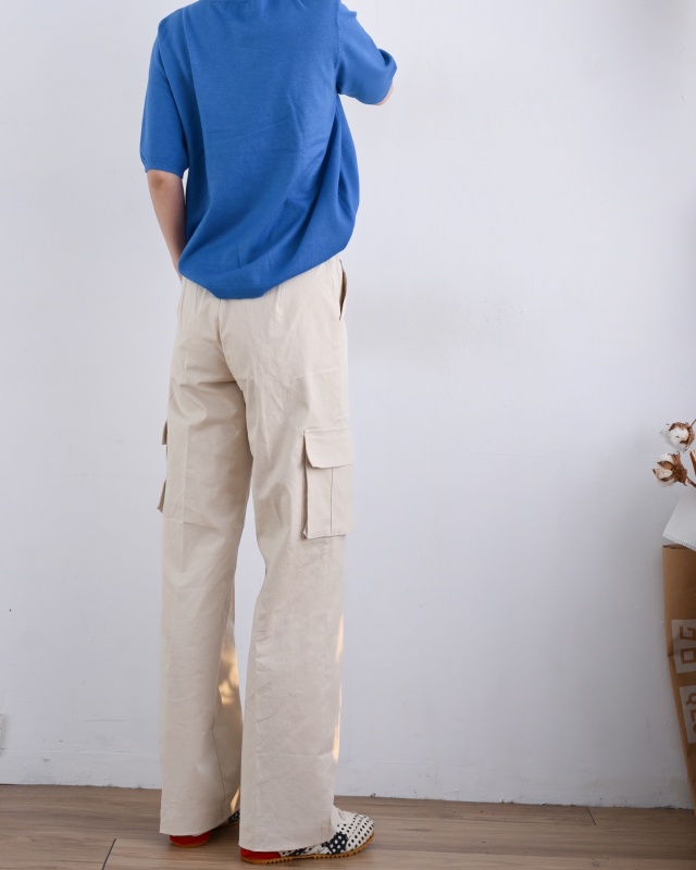 韓 腰鬆緊口袋工裝褲 2色 size