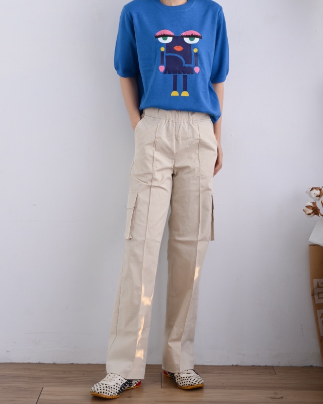 韓 腰鬆緊口袋工裝褲 2色 size