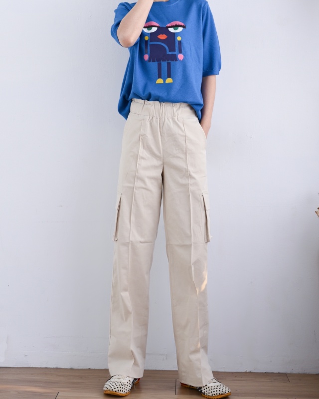 韓 腰鬆緊口袋工裝褲 2色 size