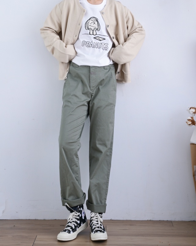 韓 斜口袋小直筒休閒褲 3色 size