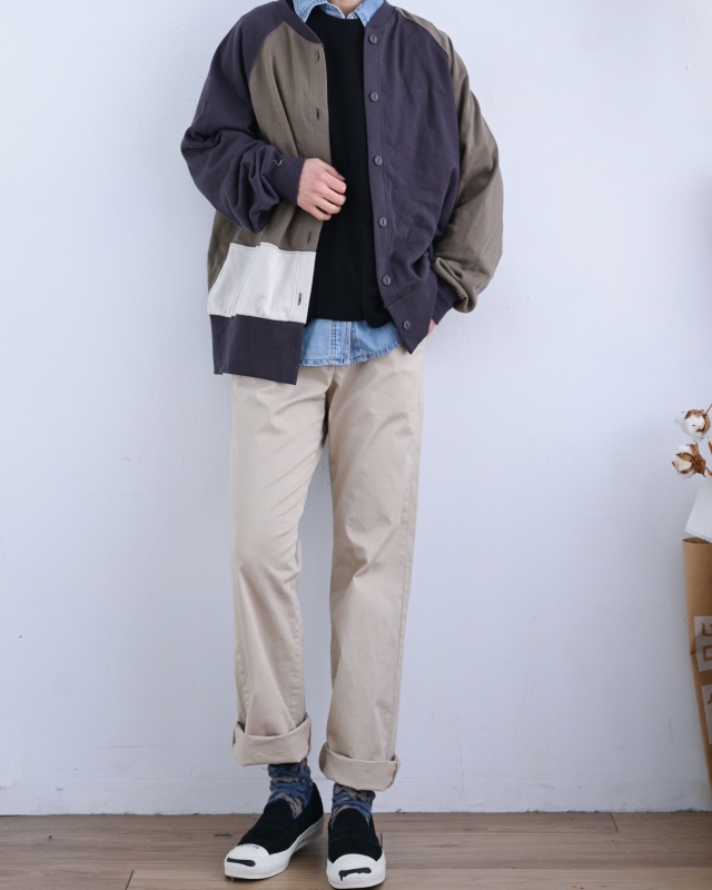 韓 斜口袋小直筒休閒褲 3色 size