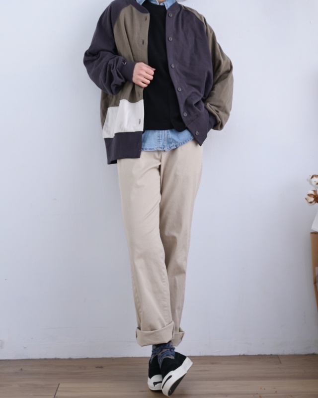 韓 斜口袋小直筒休閒褲 3色 size