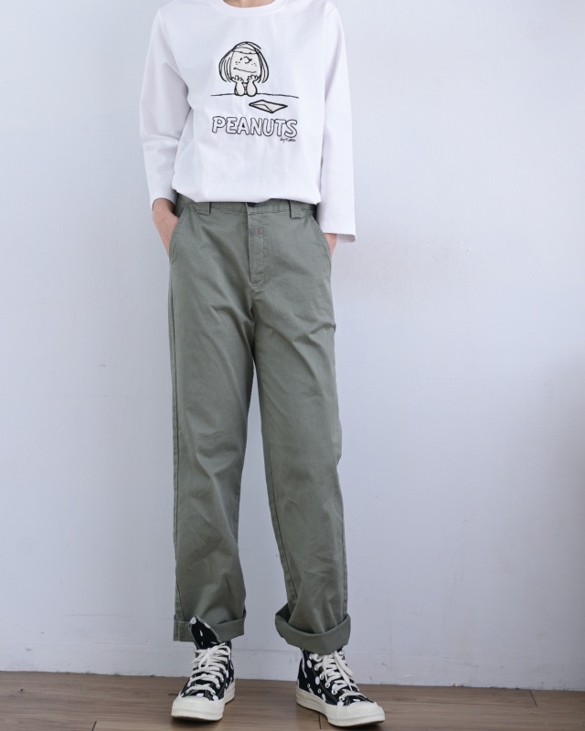 韓 斜口袋小直筒休閒褲 3色 size