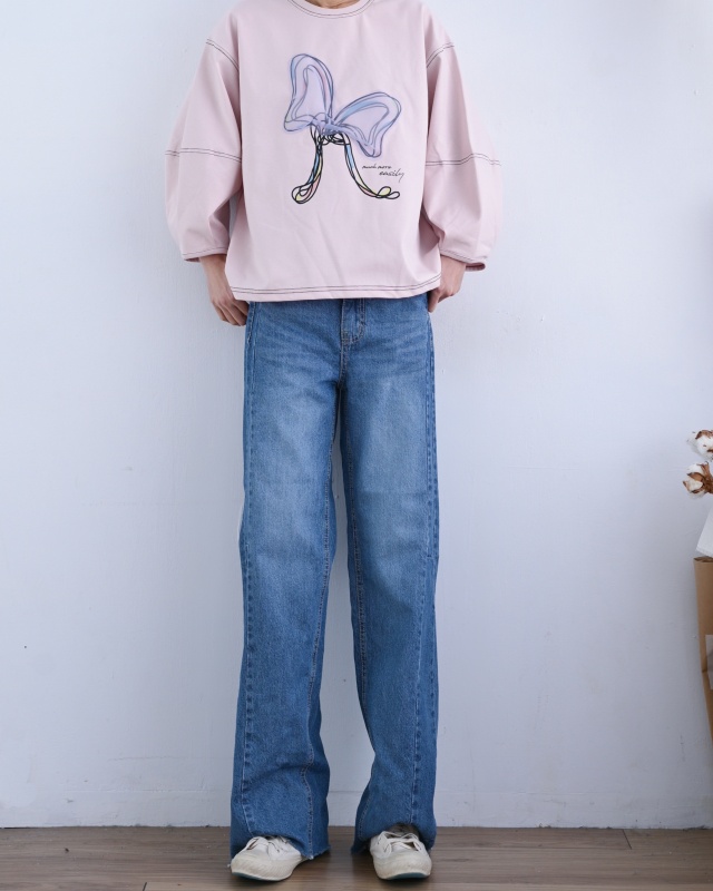 韓 側車線牛仔褲 size