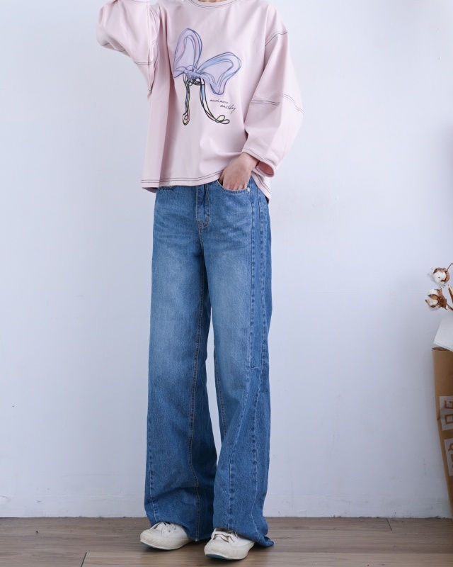 韓 側車線牛仔褲 size