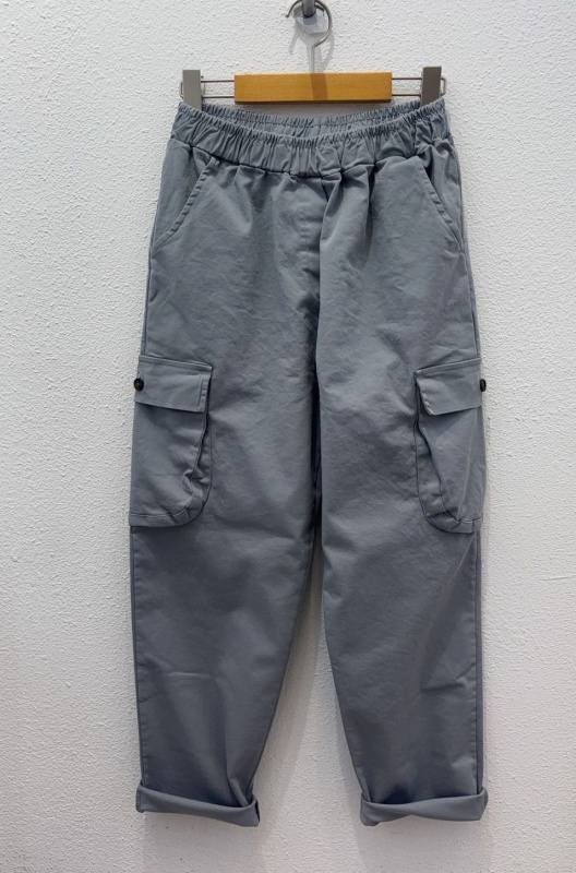 韓 側口袋腰鬆緊休閒褲 2色 size