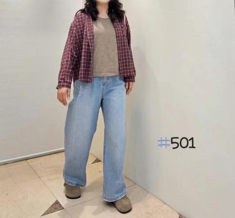 韓 抓紋刷色牛仔褲 2色size