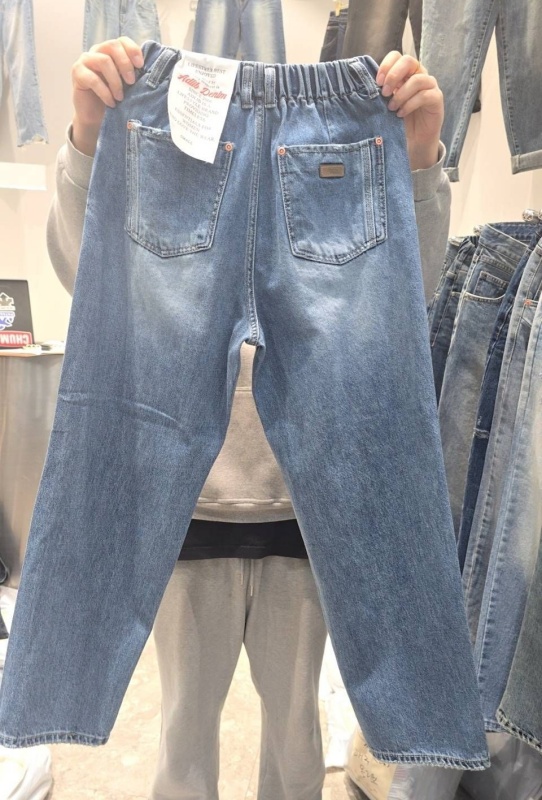 韓 後腰鬆緊淺刷色牛仔褲 size
