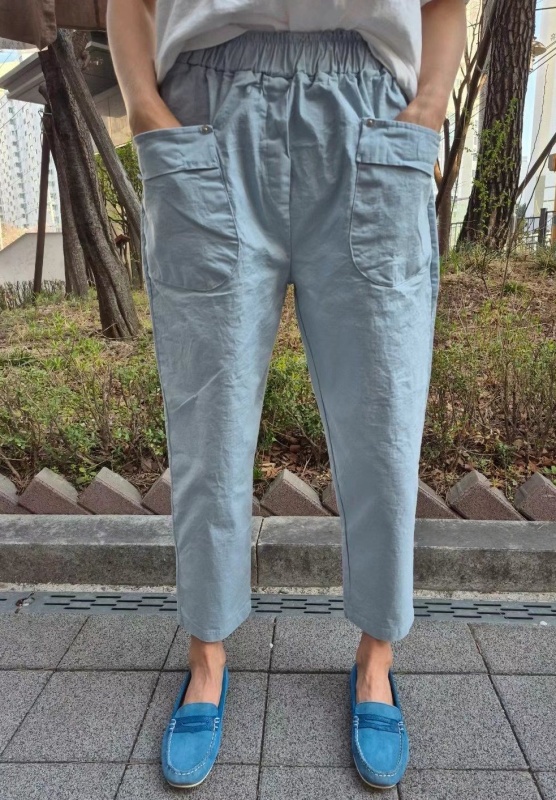 韓 前大口袋棉質休閒褲 3色 size