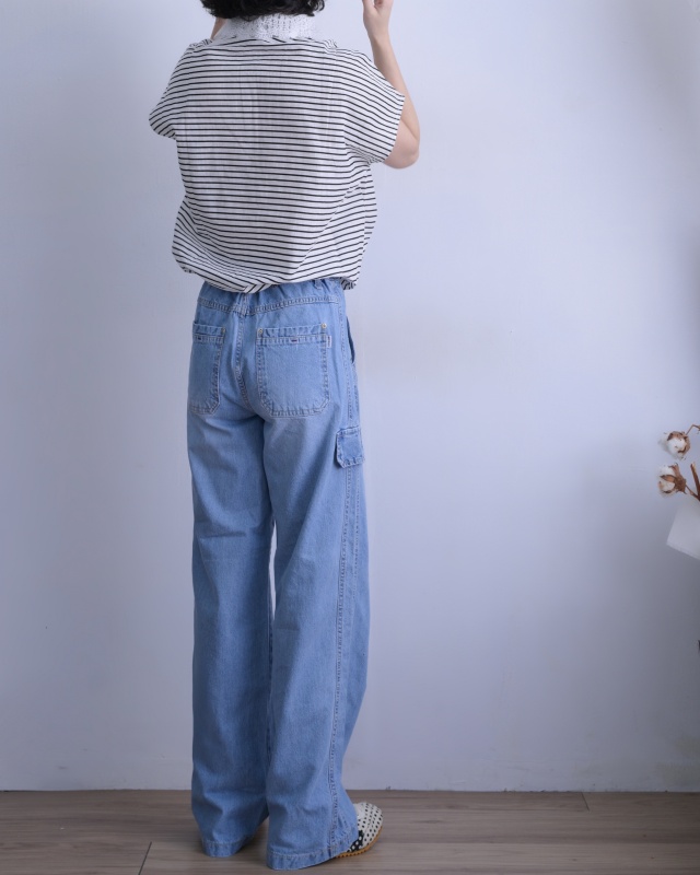 韓  側口袋牛仔褲 size
