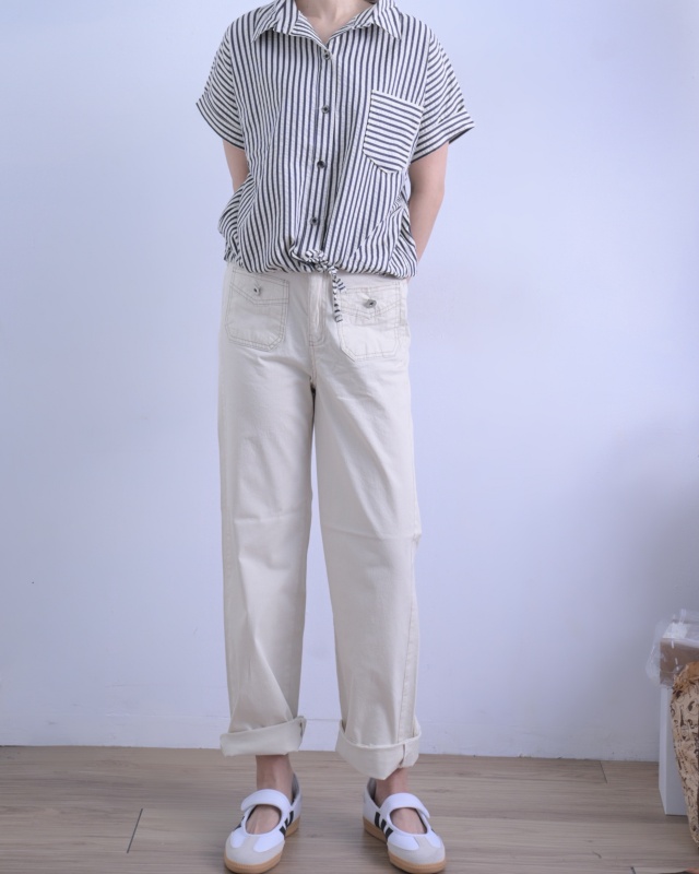 韓 前小口袋長褲 3色 size
