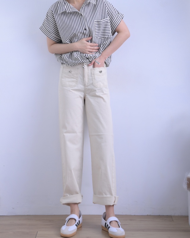 韓 前小口袋長褲 3色 size