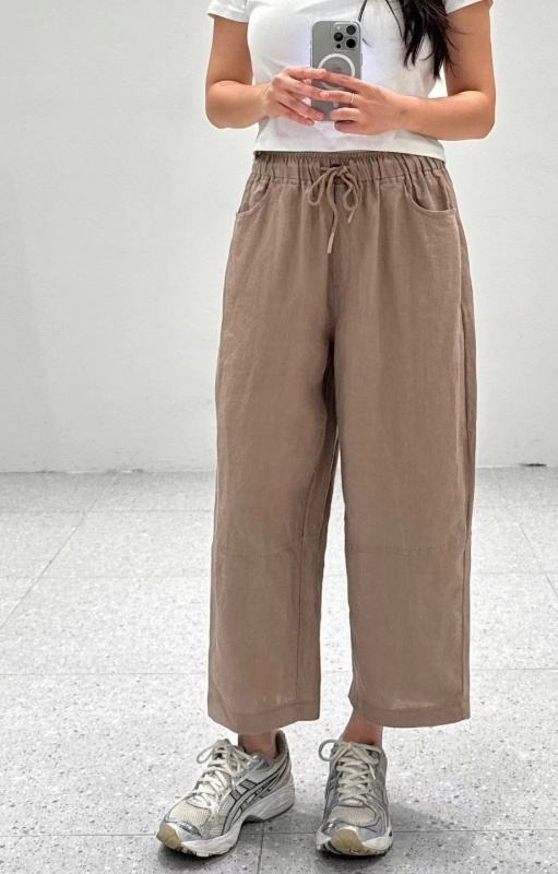 韓  綁帶小直筒休閒褲 3色 size
