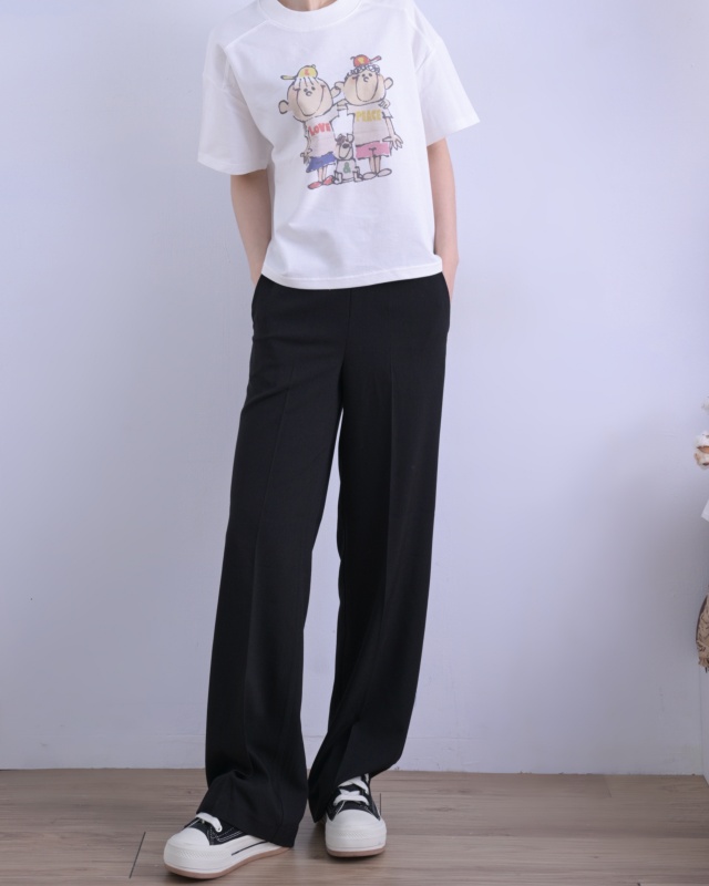 韓 後腰鬆緊小直筒長褲 3色 size