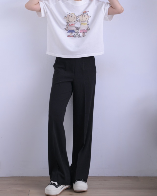 韓 後腰鬆緊小直筒長褲 3色 size