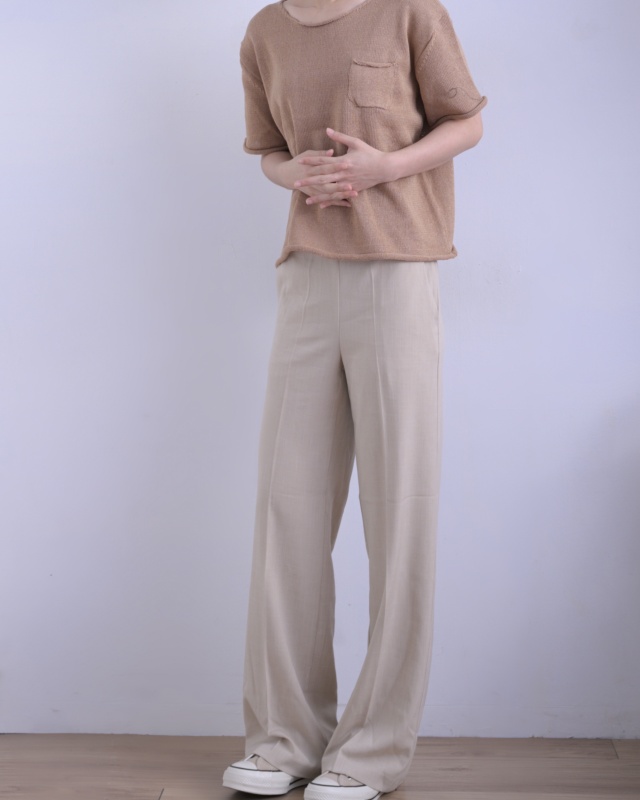 韓 後腰鬆緊小直筒長褲 3色 size