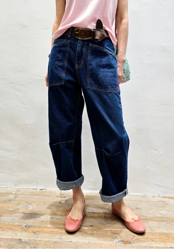 韓 剪接車線牛仔褲 size