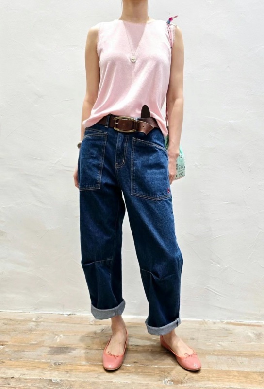 韓 剪接車線牛仔褲 size