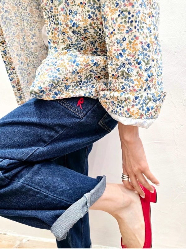 韓 剪接車線牛仔褲 size