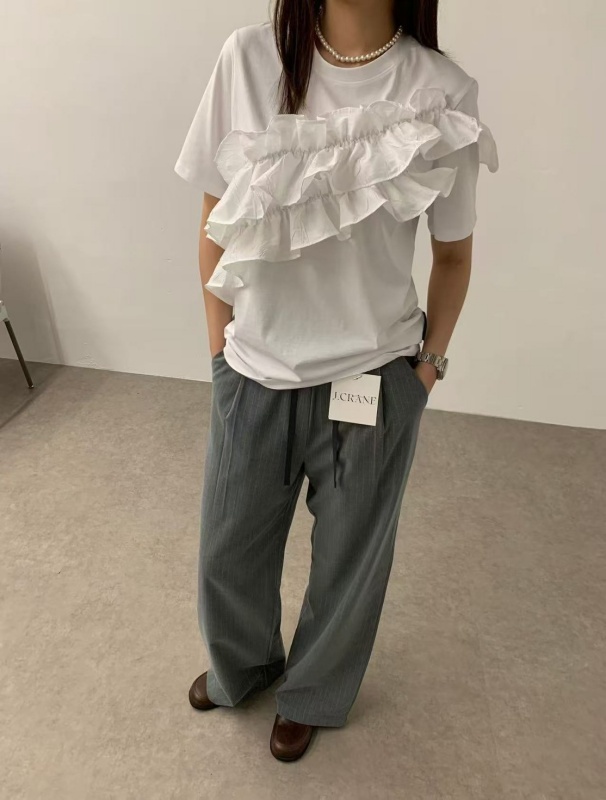 韓 腰綁帶條文小寬褲 3色 size