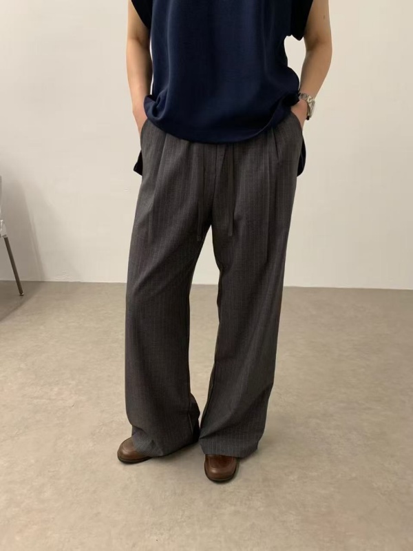 韓 腰綁帶條文小寬褲 3色 size