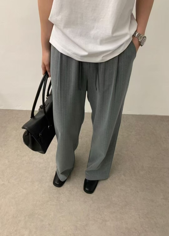 韓 腰綁帶條文小寬褲 3色 size