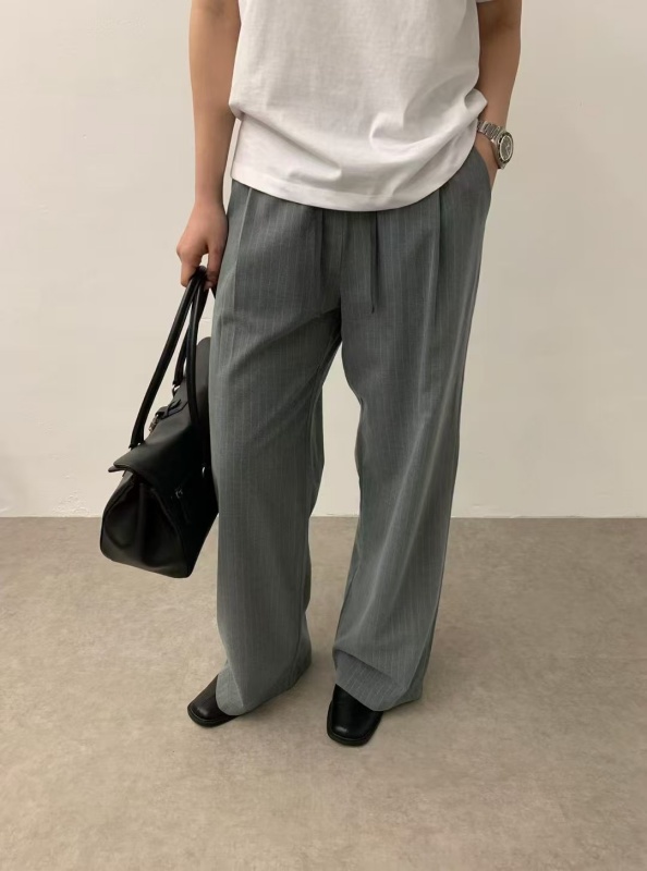 韓 腰綁帶條文小寬褲 3色 size